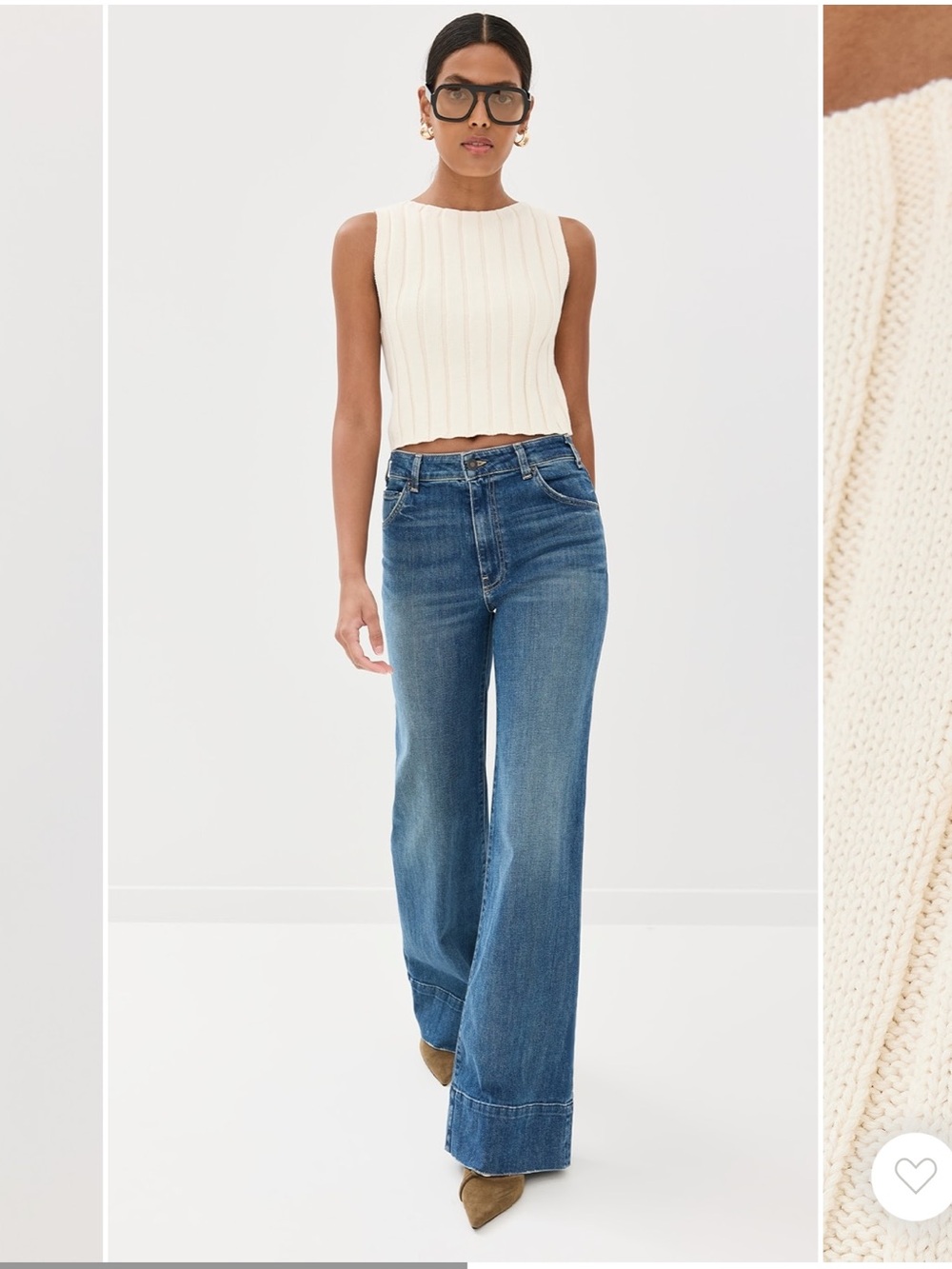 Reformation Callie cotton rib knit top M white cream - Picture 2 of 5
